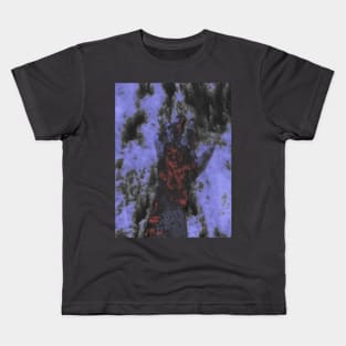 Digital collage and special processing. Psychedelic. Hand reaching on top of some bizarre surface. Falling apart. Desaturated. Kids T-Shirt